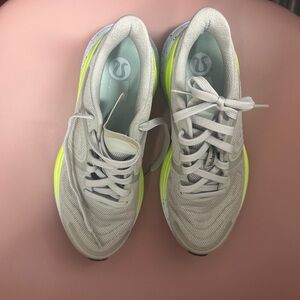 lululemon athletica White and Neon Yellow Athletic Shoes